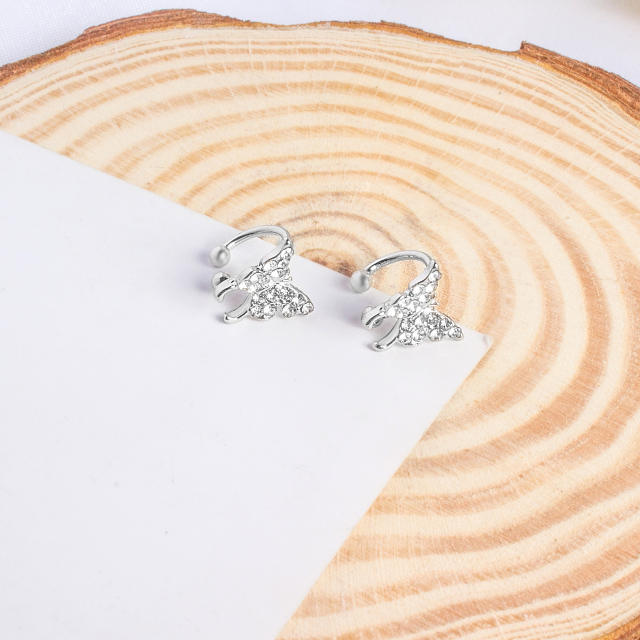Butterfly diamond cartilage earrings ear cuff