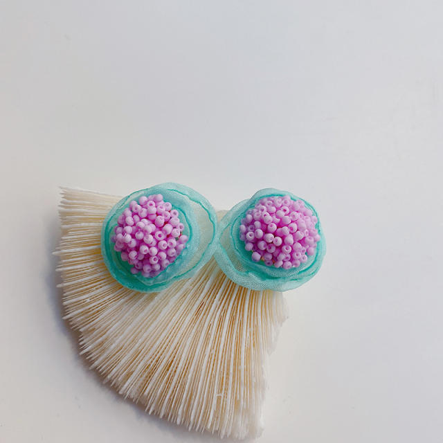 Summer handmade mesh seed beaded ear studs