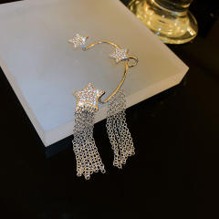 Diamond star chain tassel ear wrap