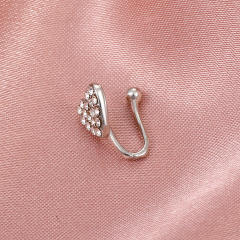 Diamond heart U shape ear cuff