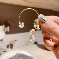Elegant pearl beaded ear wrap