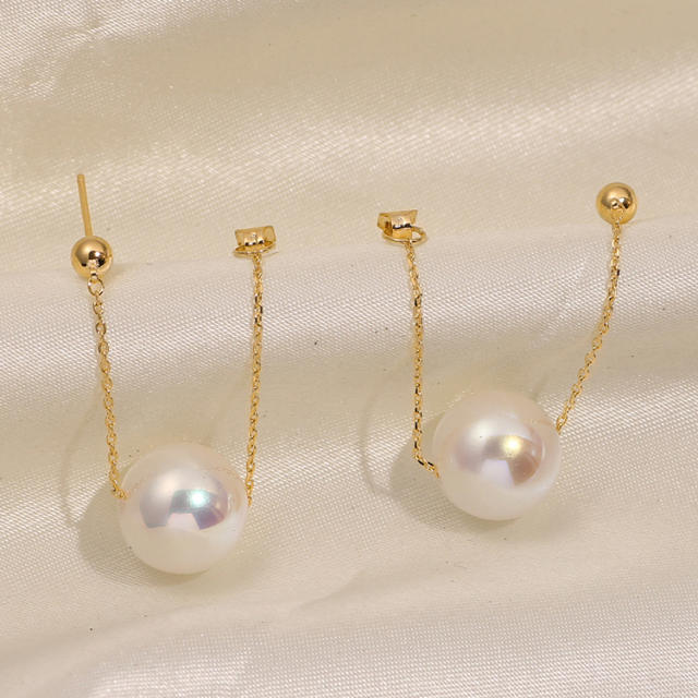 Chic pearl chain clip on earrings dangle earrings