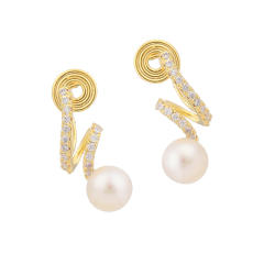 Freshwater pearl CZ clip on earrings