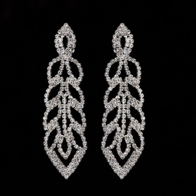 Vintage pave setting rhinestong dangle earrings