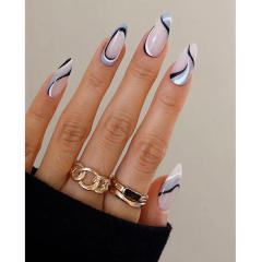 Geometric line false nails