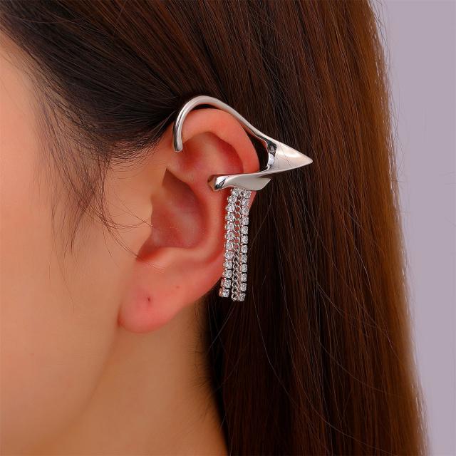 Diamond tassel ear cuff