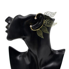Hollow leaf diamond ear wrap