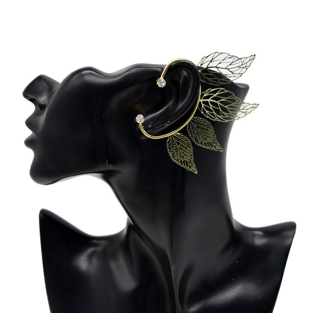 Hollow leaf diamond ear wrap