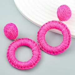 Summer boho ring design straw earrings
