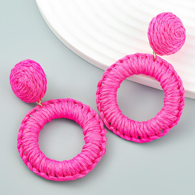 Summer boho ring design straw earrings