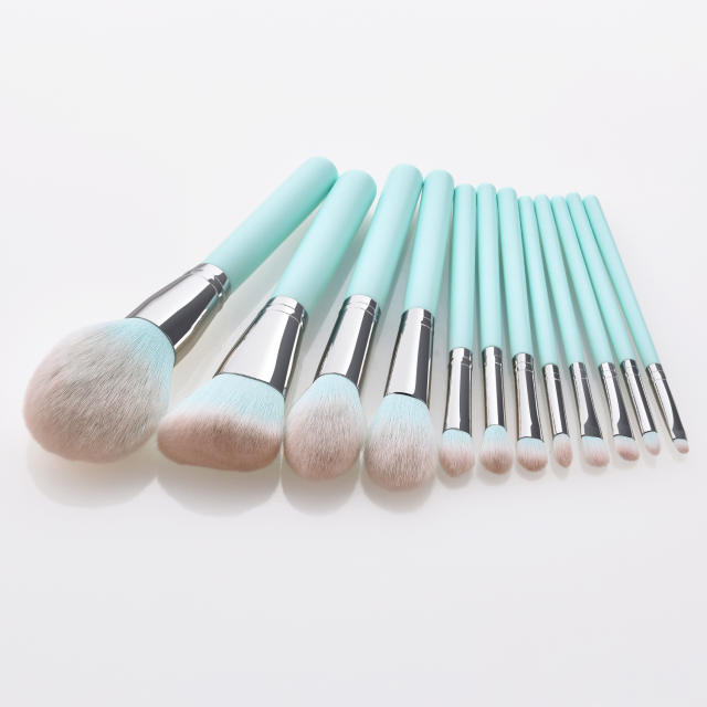 12pcs light blue color makeup brushe set
