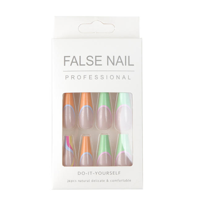 INS contrast color false nails for women