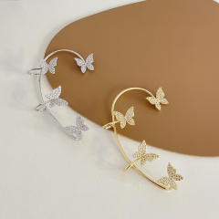 Rhinestone shiny butterfly ear wrap