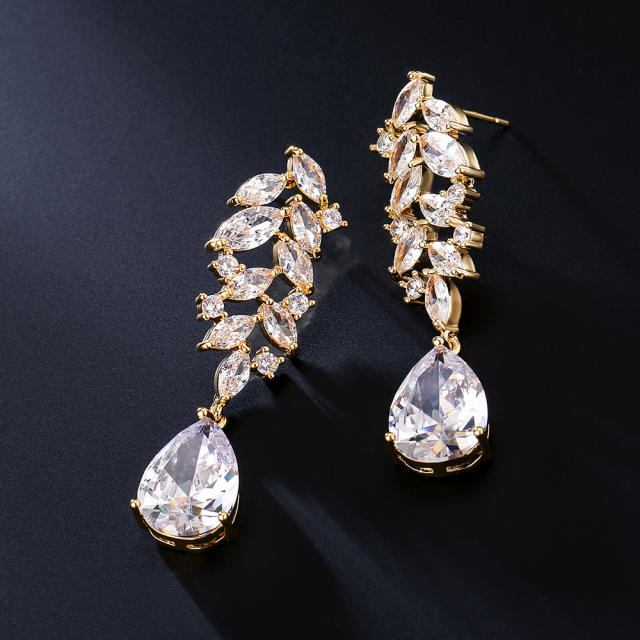 Luxury cubic zircon drop earrings for wedding