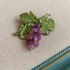 Baroque Mori style plant grape brooch earings