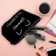 Black color kitty pattern cosmetic bag