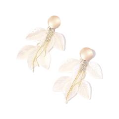 Natural shell leaf dangle earrings