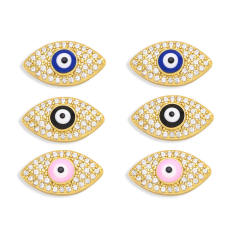 Color enamel pave setting cubic zircon evil eye ear studs