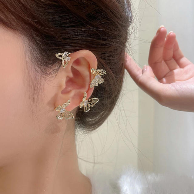 Diamond butterfly wrap cartilage earrings