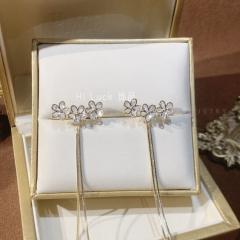 TIKTOK same design cubic zircon flower tassel jacket earrings