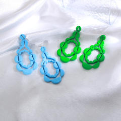 2022 personality green blue color dangle earrings