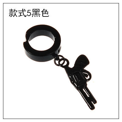 Black titanium steel unisex ear clip
