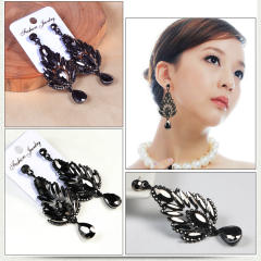 Luxury all black diamond dangle earrings