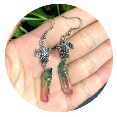 Boho cute turtle crystal dangle earrings