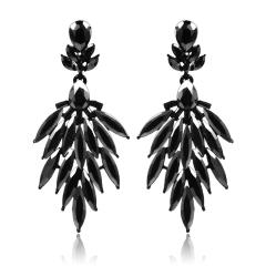 All black diamond pave setting dangle earrings