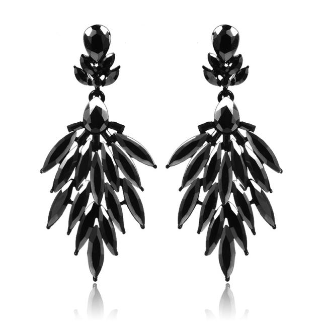 All black diamond pave setting dangle earrings