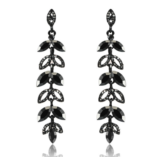 Luxury pave setting rhinestong glass crystal dangle earrings