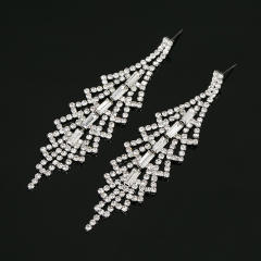Luxury rhinestone pave setting long earrings