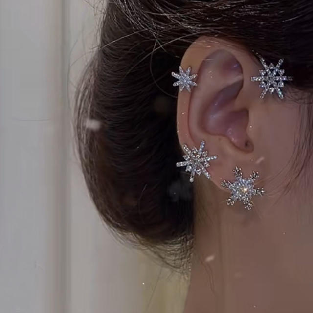 Diamond snowflake wrap cartilage earrings