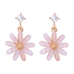 Daisy flower drop earrings clip on earrings