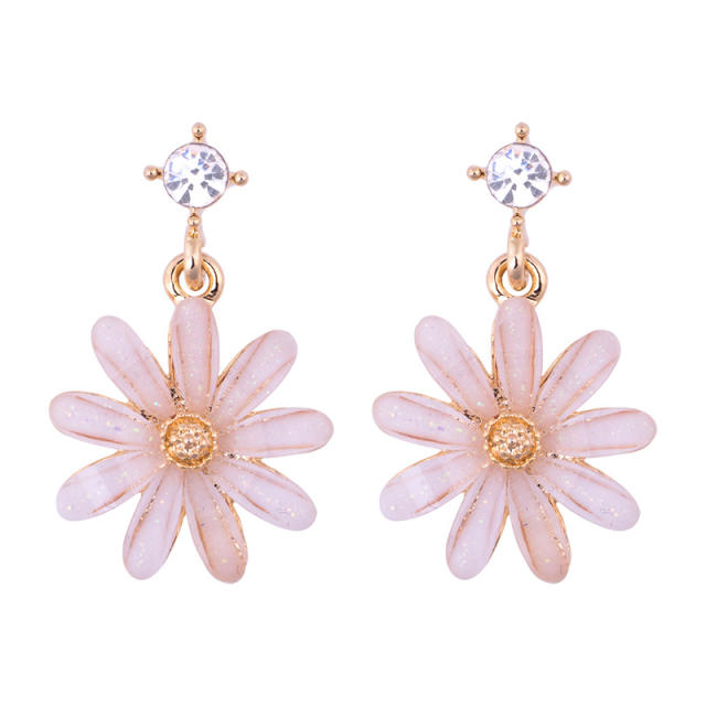 Daisy flower drop earrings clip on earrings