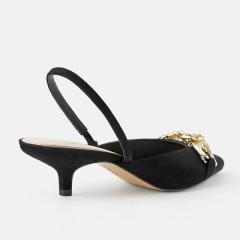 Metal buckle slingback kitten heels