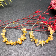 Natural crystal boho hoop earrings
