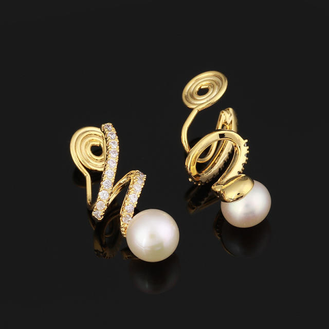 Freshwater pearl CZ clip on earrings