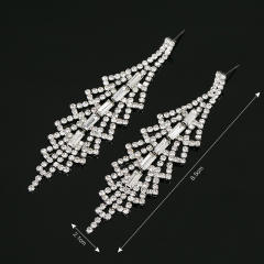 Luxury rhinestone pave setting long earrings