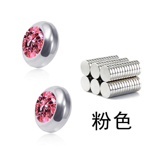 Colorful diamond titanium steel unisex earrings