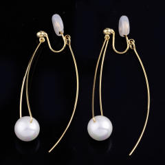 Pearl dangle earrings clip on earrings