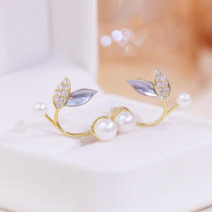 Korean fashion little leaf summer jacket ear studs