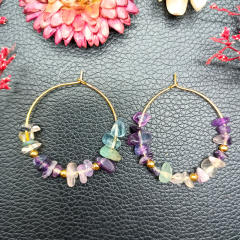 Natural crystal boho hoop earrings