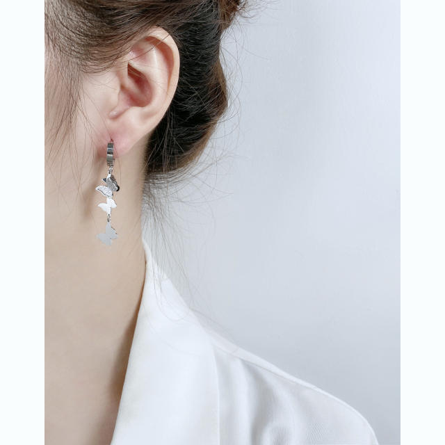 INS Frost butterfly dangle earrings stainless steel