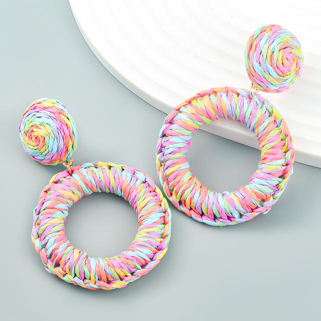 Summer boho ring design straw earrings