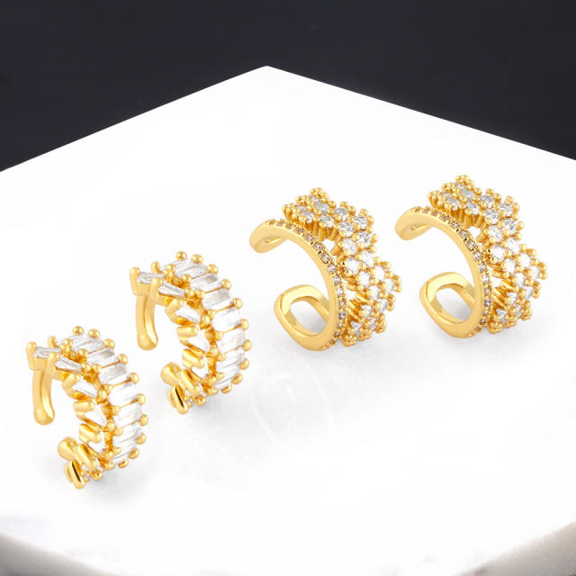 INS cubic zircon real gold plated ear cuff