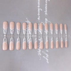 White heart clear false nails