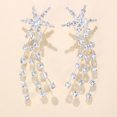 Elegant pave setting rhinestong star earrings