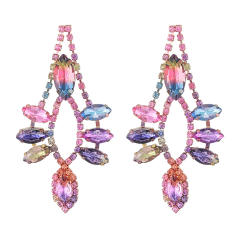 Luxury pave setting rhinestone glass crystal dangle earrings