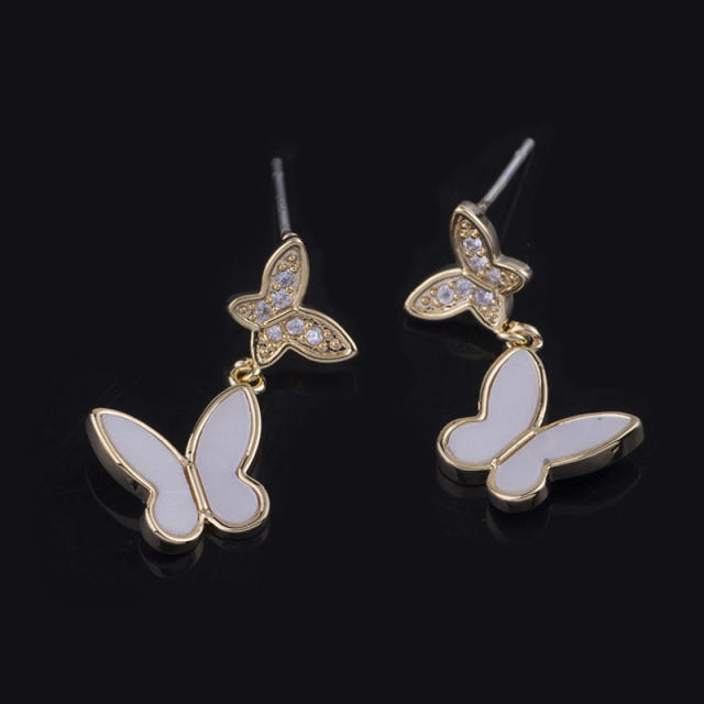 Acrylic butterfly diamond drop earrings clip on earrings